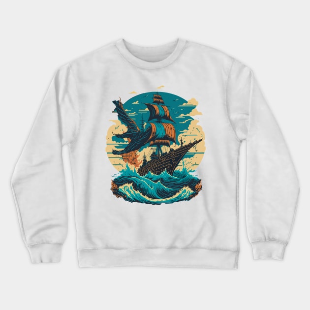 Ship Soaring the Ocean Crewneck Sweatshirt by ElMass